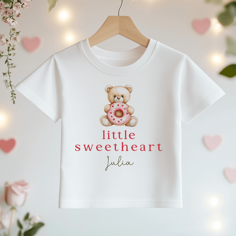 Little Sweetheart Valentines Donut Personalised Toddler & Kids T Shirt - Little Lili Store