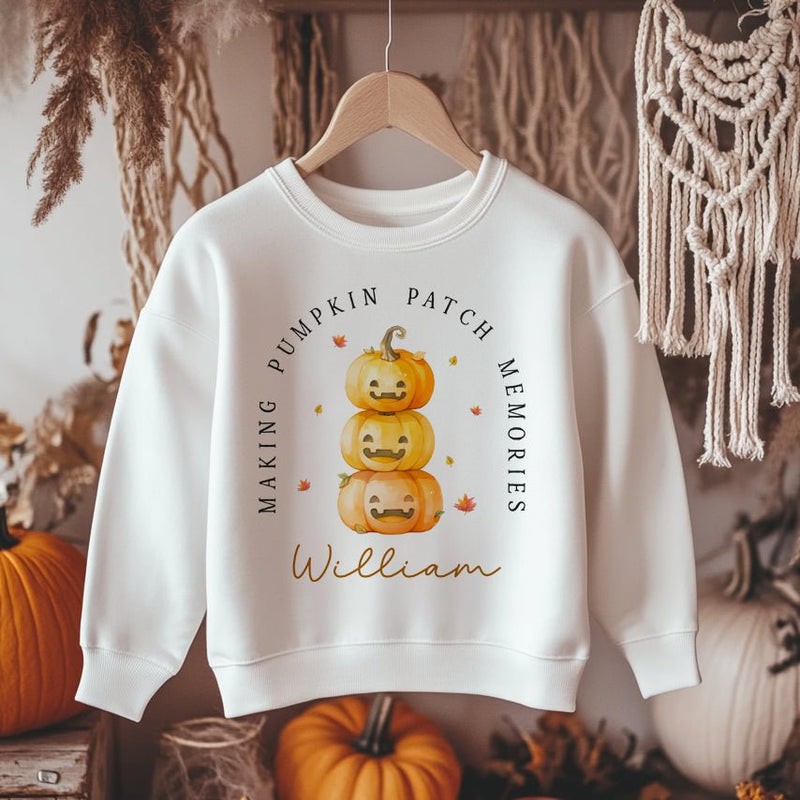 Making Pumpkin Patch Memories Halloween Personalised Toddler & Kids Sweatshirt - Little Lili Store