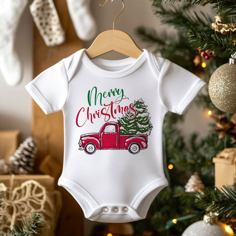 Merry Christmas Truck Baby Bodysuit - Little Lili Store