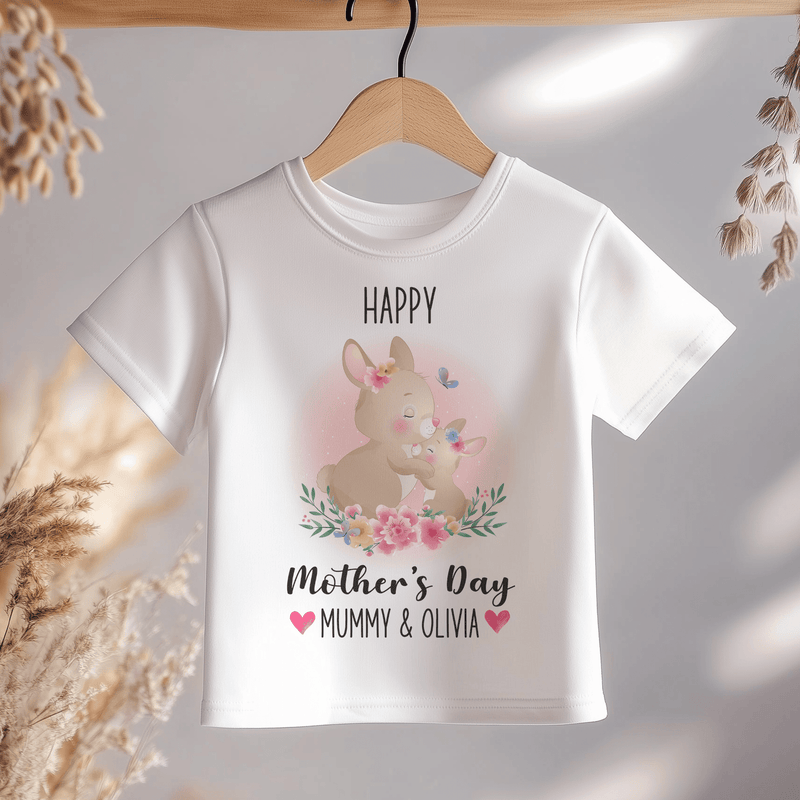 Mother's Day Cute Bunnies Personalised Toddler & Kids T Shirt - Little Lili Store