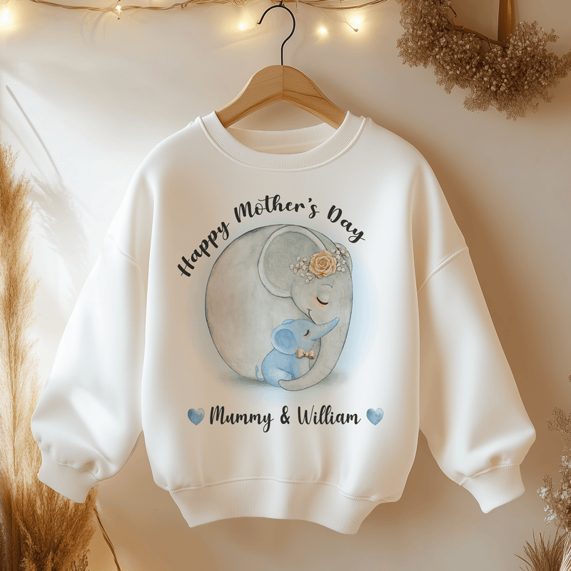 Mother's Day Cute Elephants Boy Personalised Toddler & Kids Sweatshirt - Little Lili Store