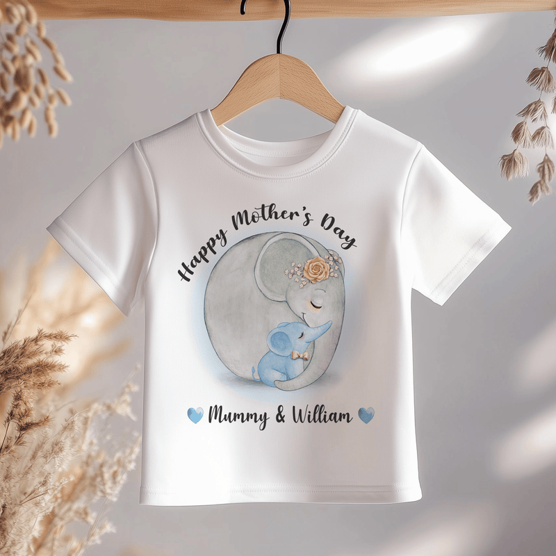 Mother's Day Cute Elephants Boy Personalised Toddler & Kids T Shirt - Little Lili Store