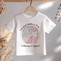 Mother's Day Cute Elephants Girl Personalised Toddler & Kids T Shirt - Little Lili Store