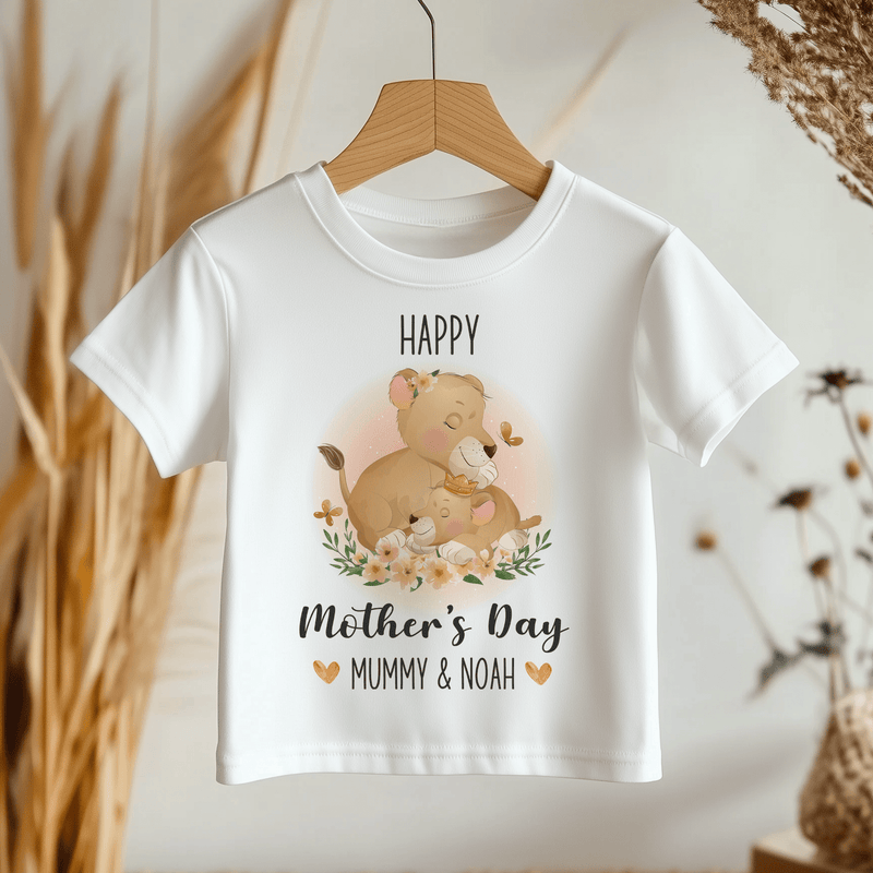 Mother's Day Cute Lions Personalised Toddler & Kids T Shirt - Little Lili Store