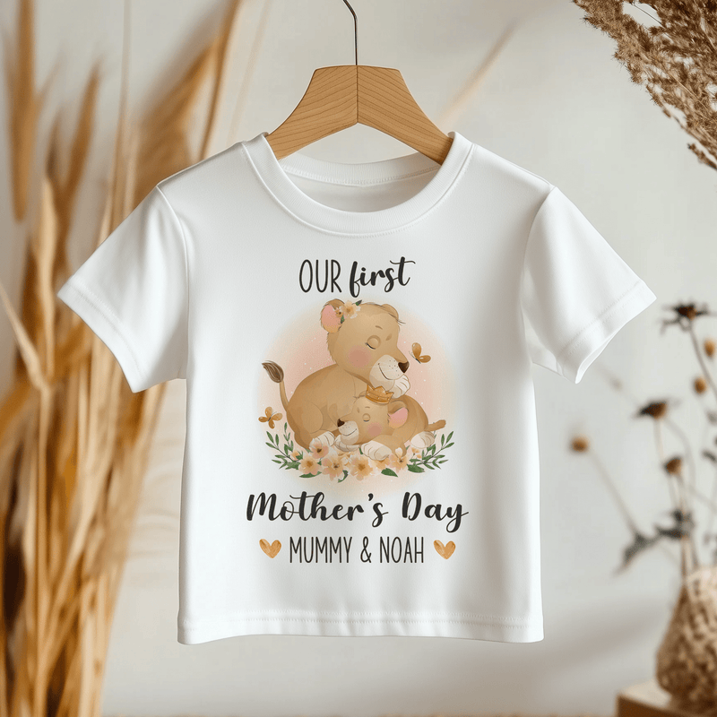 Mother's Day Cute Lions Personalised Toddler & Kids T Shirt - Little Lili Store