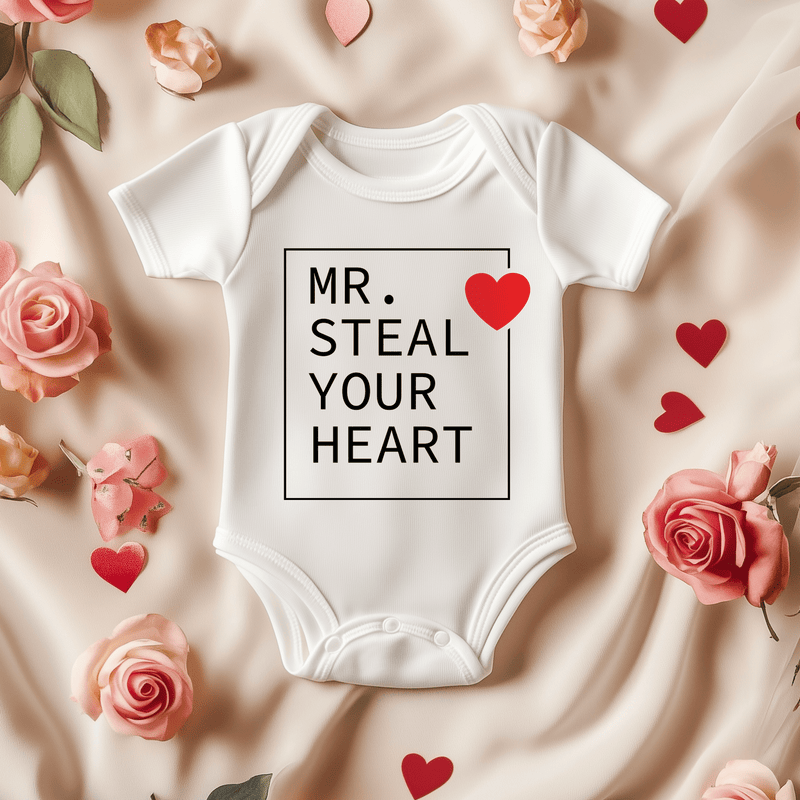 Mr Steal Your Heart Valentines Baby Bodysuit - Little Lili Store