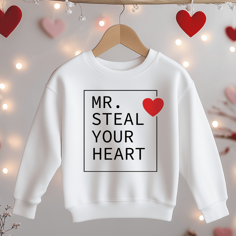 Mr Steal Your Heart Valentines Toddler & Kids Sweatshirt - Little Lili Store