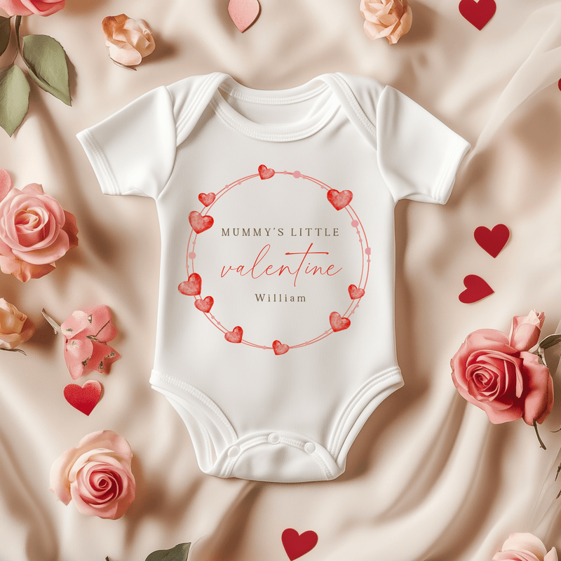 Mummy's Valentine Wreath Personalised Baby Bodysuit - Little Lili Store