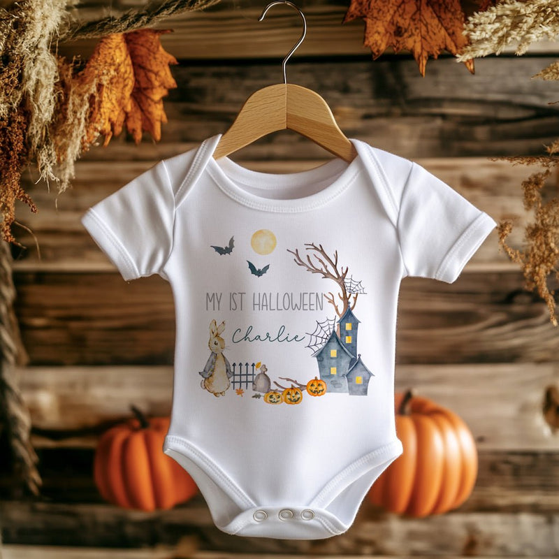 My 1st Halloween Wreath Peter Rabbit Inspired Personalised Baby Bodysuit - Little Lili Store