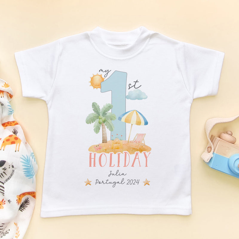 My 1st Holiday Summer Personalised Toddler & Kids T Shirt - Little Lili Store