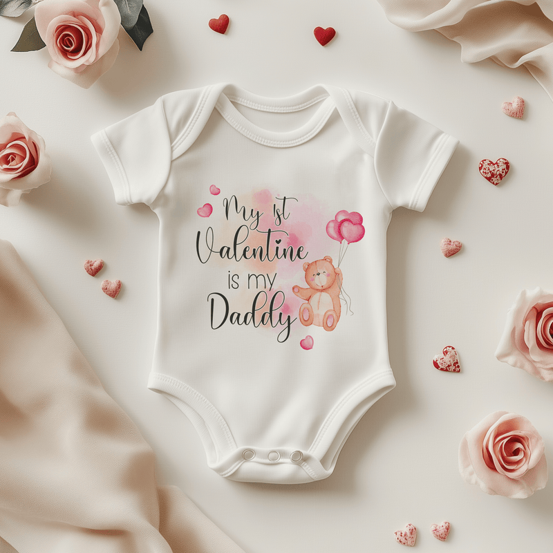 My 1st Valentine is my Daddy Teddy Bear Baby Bodysuit - Little Lili Store