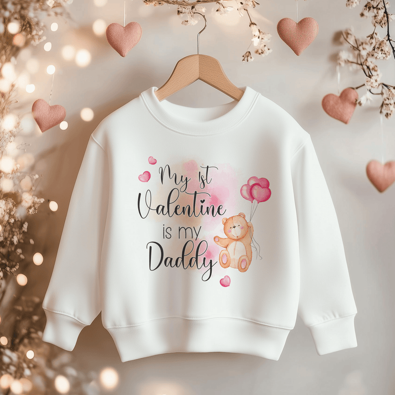 My 1st Valentine Is My Daddy Teddy Bear Toddler & Kids Sweatshirt - Little Lili Store