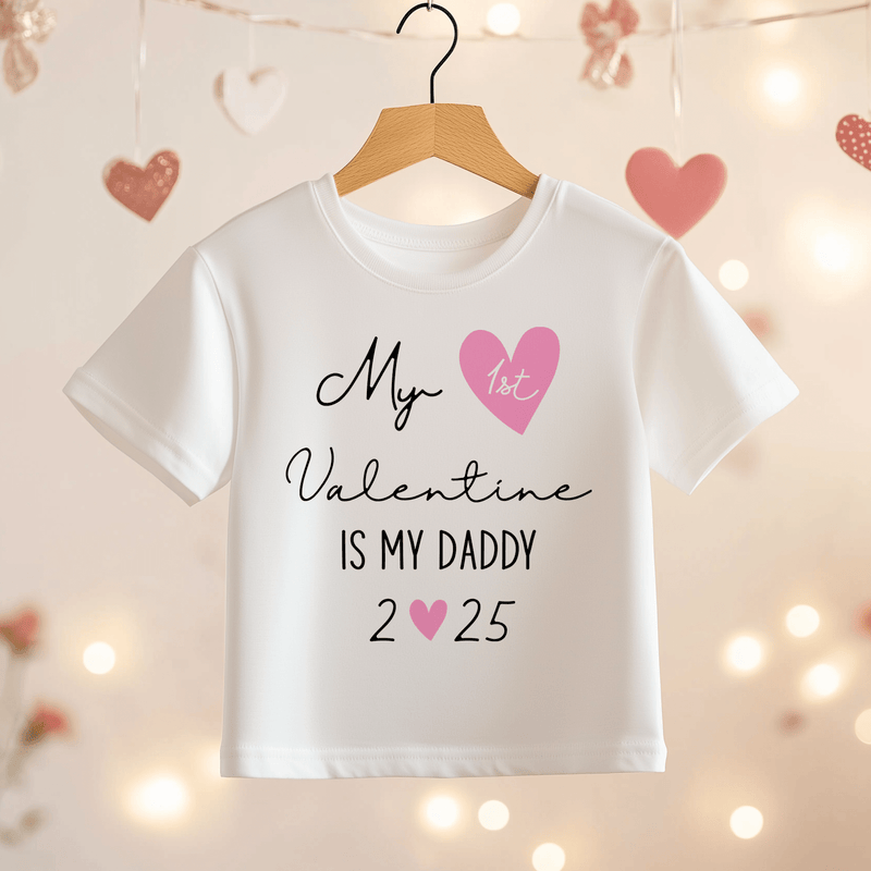 My 1st Valentine Is My Daddy Toddler & Kids T Shirt - Little Lili Store