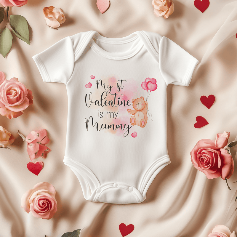 My 1st Valentine is my Mummy Teddy Bear Baby Bodysuit - Little Lili Store