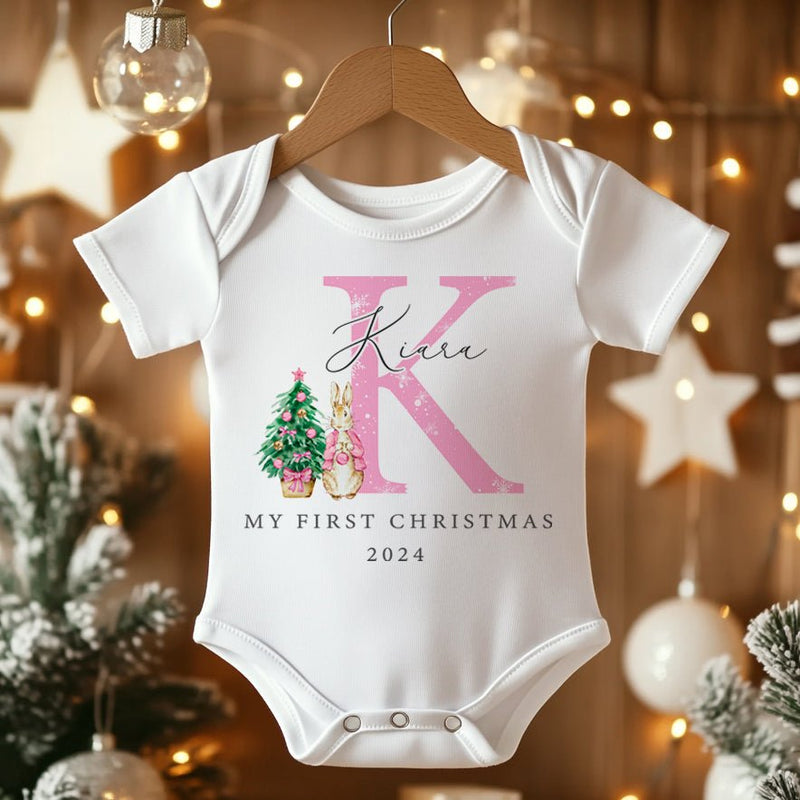 My First Christmas Peter Rabbit Inspired Girl Personalised Baby Bodysuit - Little Lili Store