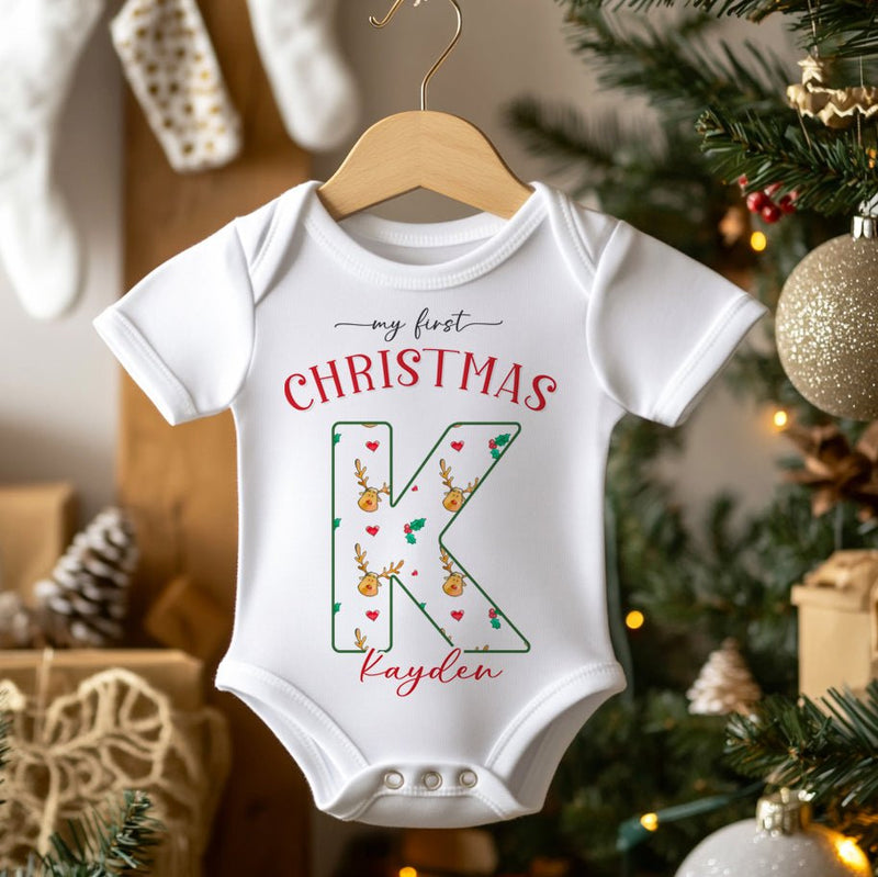 My First Christmas Reindeer Personalised Baby Bodysuit - Little Lili Store