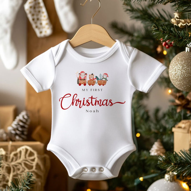 My First Christmas Santa Personalised Baby Bodysuit - Little Lili Store