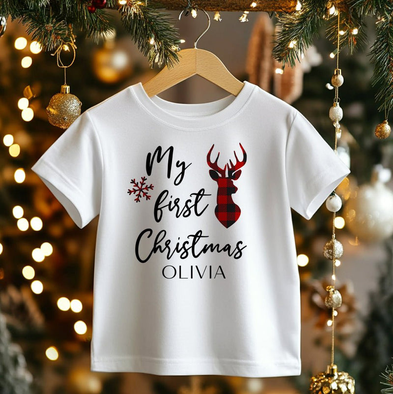 My First Christmas Stag Personalised Toddler & Kids T Shirt - Little Lili Store