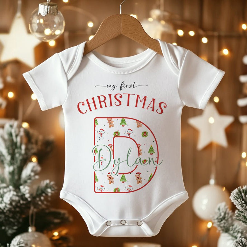 My First Christmas Theme Personalised Baby Bodysuit - Little Lili Store