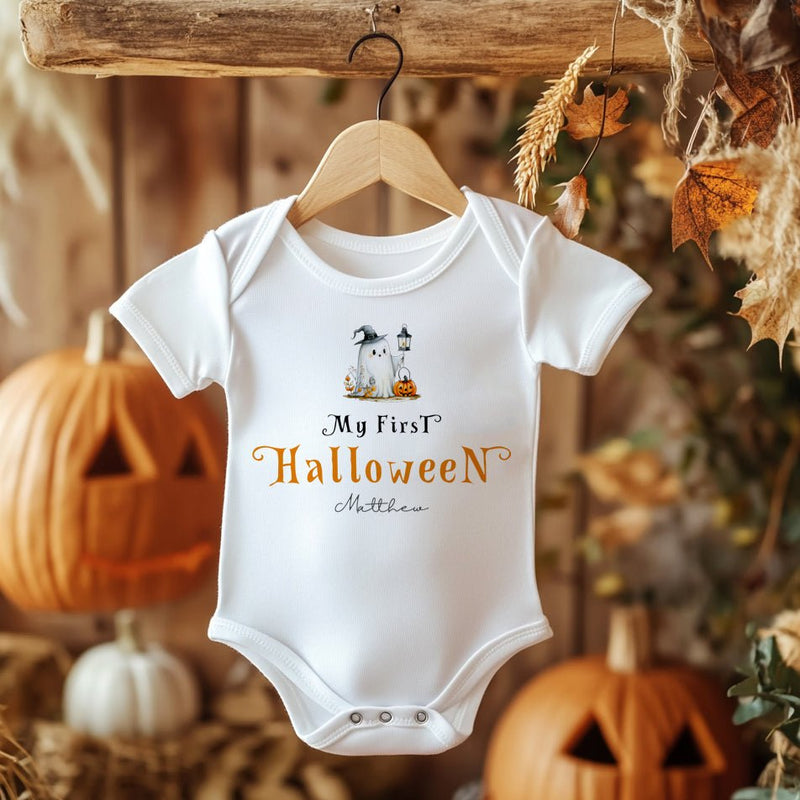 My First Halloween Cute Ghost Personalised Baby Bodysuit - Little Lili Store