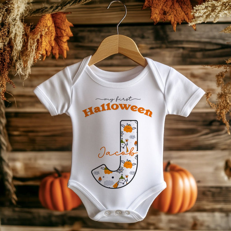 My First Halloween Cute Pattern Personalised Baby Bodysuit - Little Lili Store