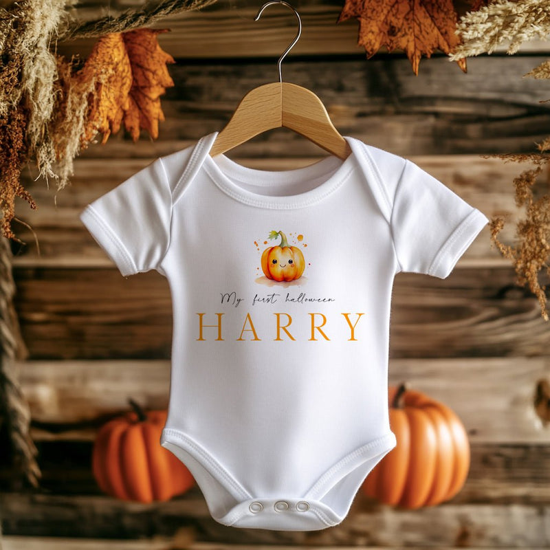 My First Halloween Cute Pumpkin Personalised Baby Bodysuit - Little Lili Store