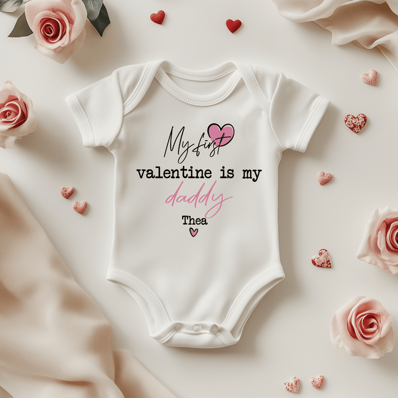 My First Valentine is my Daddy Personalised Baby Bodysuit - Little Lili Store