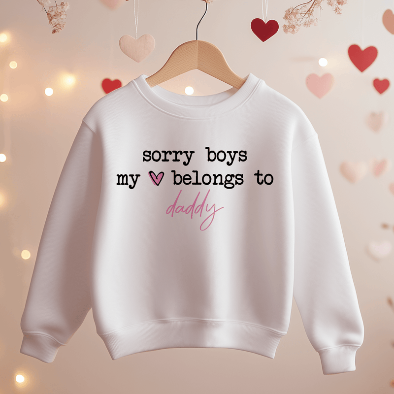 My Heart Belongs To Daddy Valentines Toddler & Kids Sweatshirt - Little Lili Store