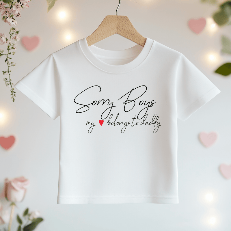 My Heart Belongs To Daddy Valentines Toddler & Kids T Shirt - Little Lili Store