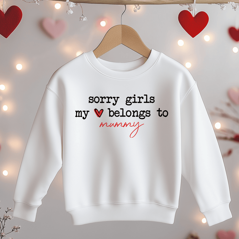 My Heart Belongs To Mummy Valentines Toddler & Kids Sweatshirt - Little Lili Store