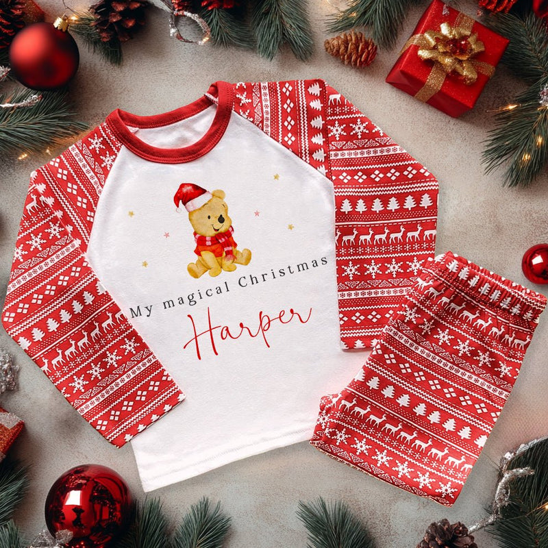 My Magical Christmas Bear Personalised Kids Pyjamas Set - Little Lili Store