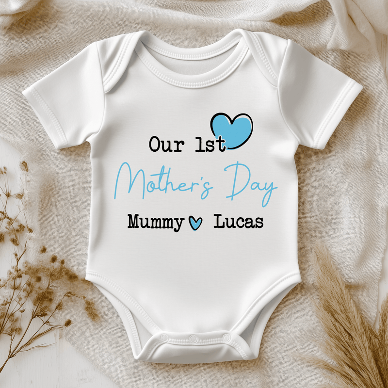 Our 1st Mother's Day Blue Boy Personalised Baby Bodysuit - Little Lili Store