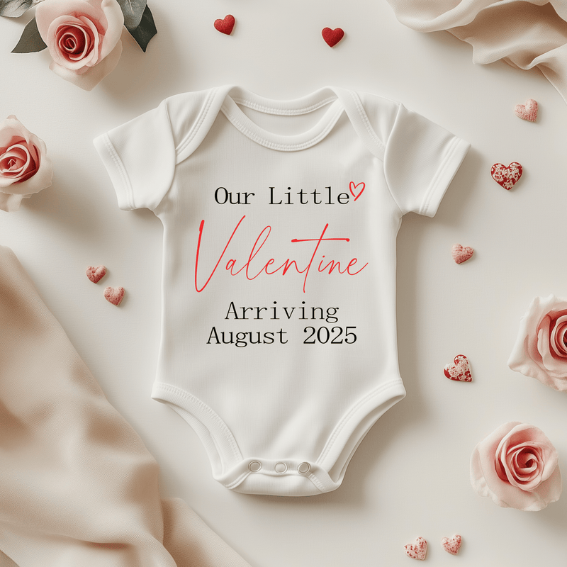 Our Little Valentine Arriving Custom Date Baby Bodysuit - Little Lili Store