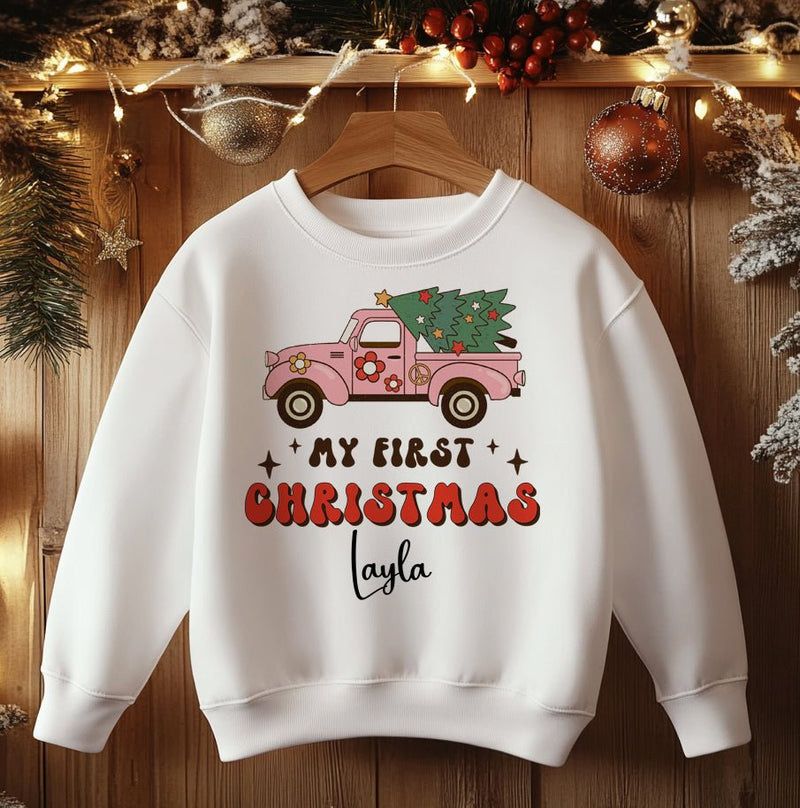 Personalised Christmas Retro Truck Toddler & Kids Sweatshirt - Little Lili Store