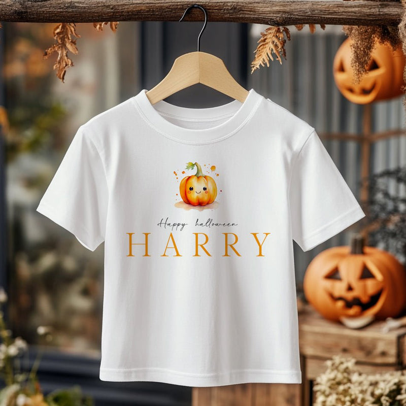 Personalised Halloween Cute Pumpkin Toddler & Kids T Shirt - Little Lili Store