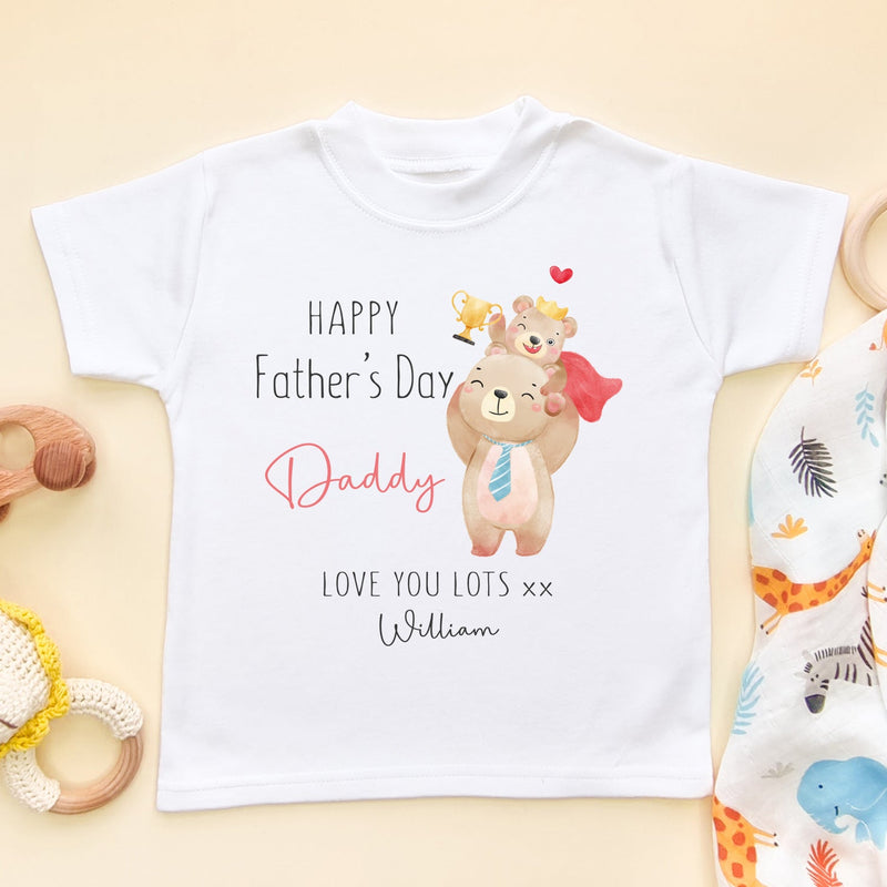 Personalised Happy Father's Day Cute Bears Toddler & Kids T Shirt - Little Lili Store (8205070631192)