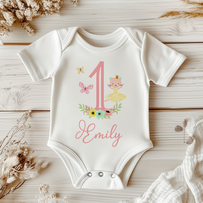 Personalised Name 1st Birthday Girl Baby Bodysuit - Little Lili Store