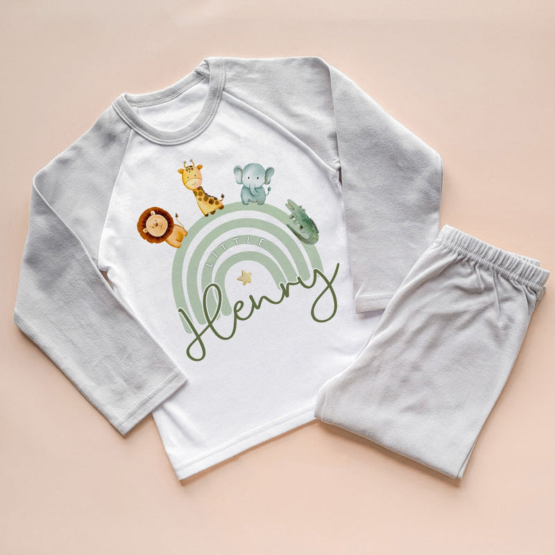 Personalised Name Animals Rainbow Pyjamas Set - Little Lili Store