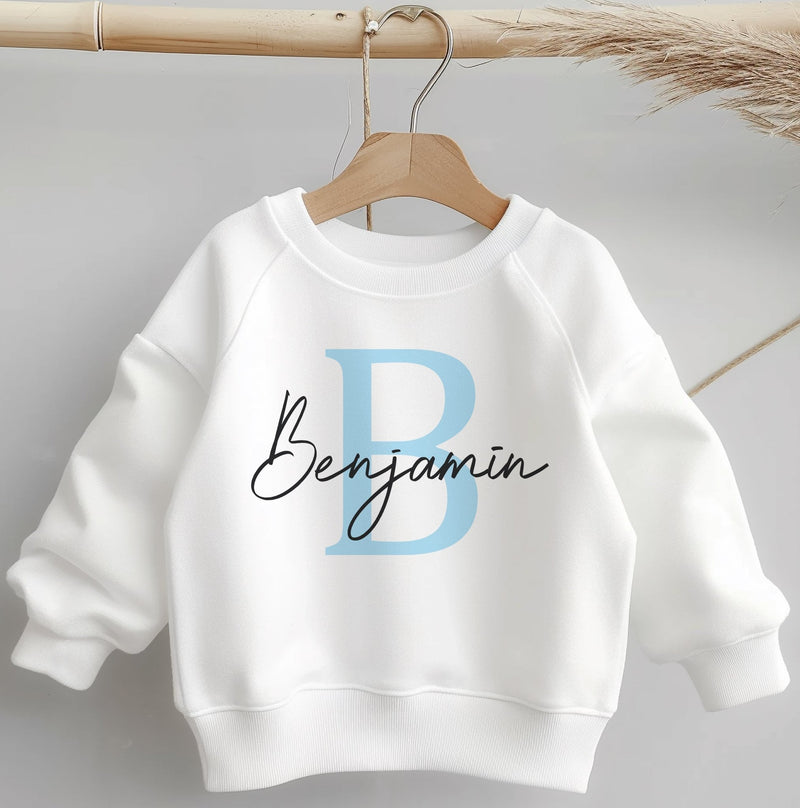 Personalised Name Blue Boy Toddler & Kids Sweatshirt - Little Lili Store