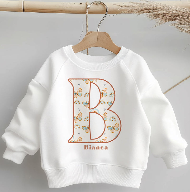 Personalised Name Boho Butterfly Theme Toddler & Kids Sweatshirt - Little Lili Store