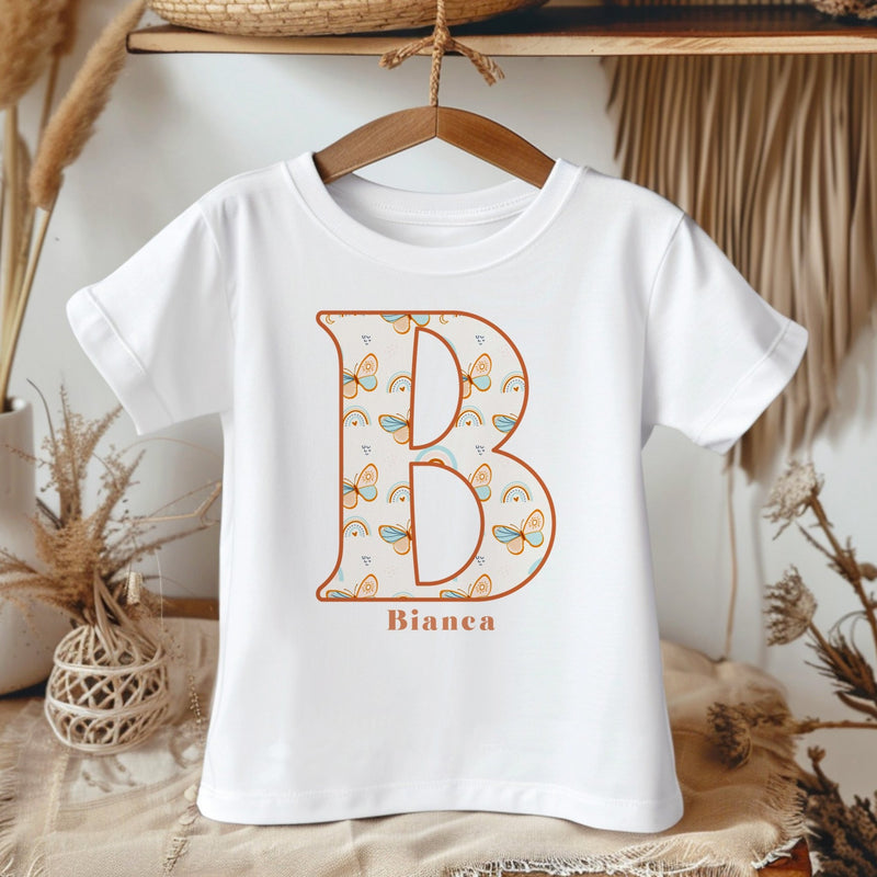 Personalised Name Boho Butterfly Theme Toddler & Kids T Shirt - Little Lili Store