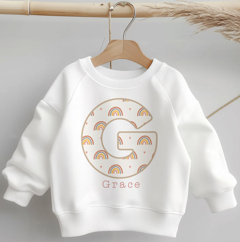 Personalised Name Boho Rainbow Theme Toddler & Kids Sweatshirt - Little Lili Store