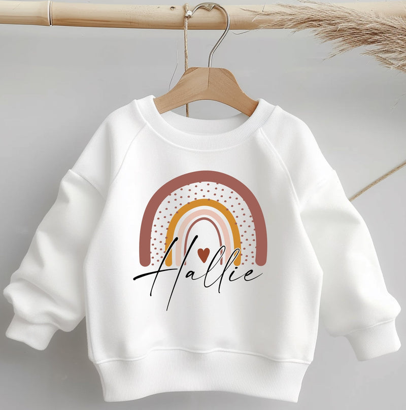 Personalised Name Boho Rainbow Toddler & Kids Sweatshirt - Little Lili Store