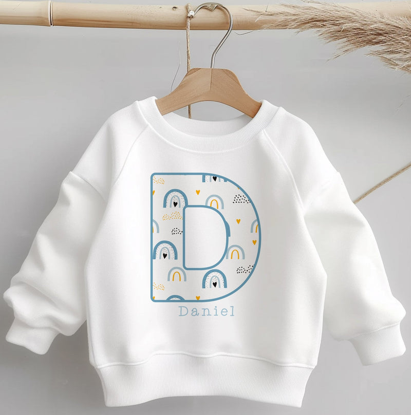 Personalised Name Boy Boho Rainbow Pattern Toddler & Kids Sweatshirt - Little Lili Store