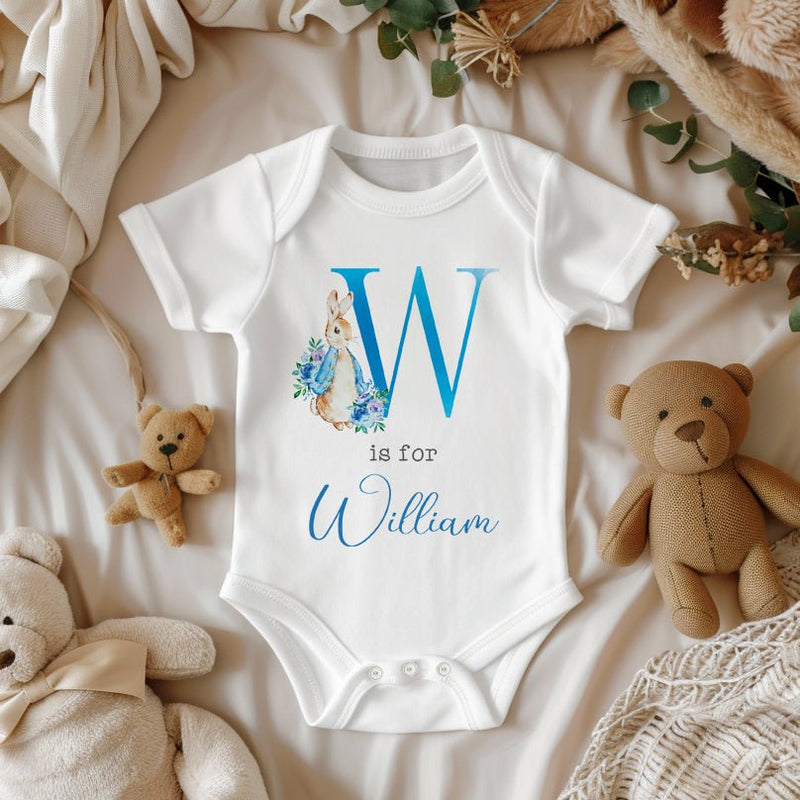 Personalised Name Boy Peter Rabbit Inspired Baby Bodysuit - Little Lili Store