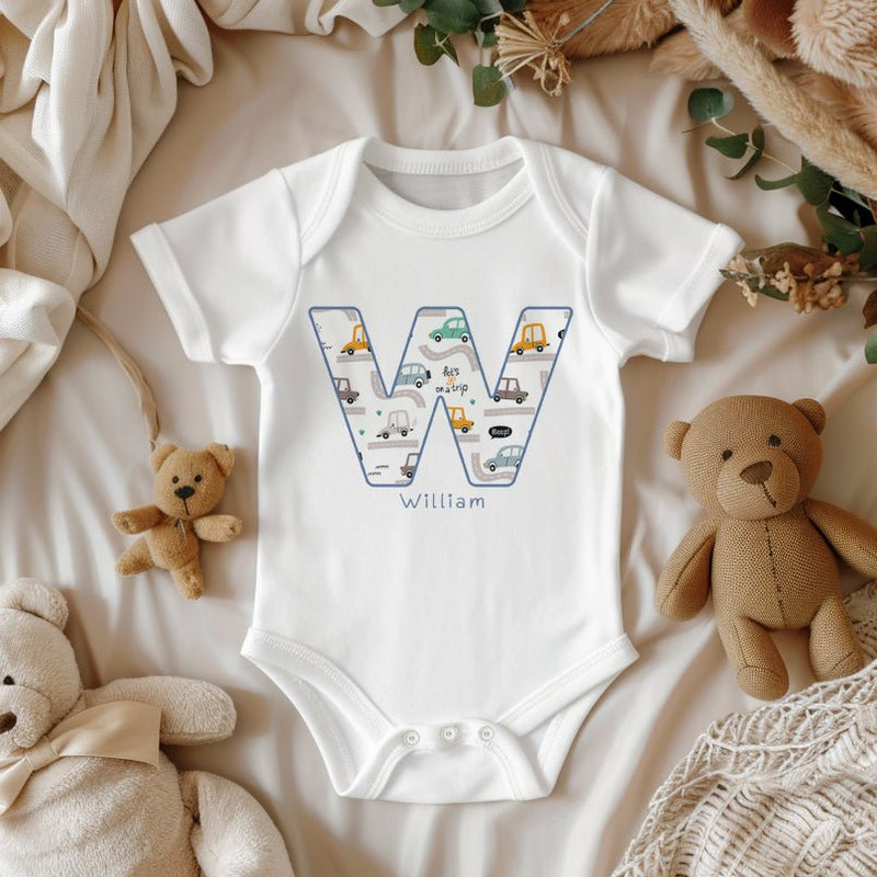 Personalised Name Cars Theme Baby Bodysuit - Little Lili Store