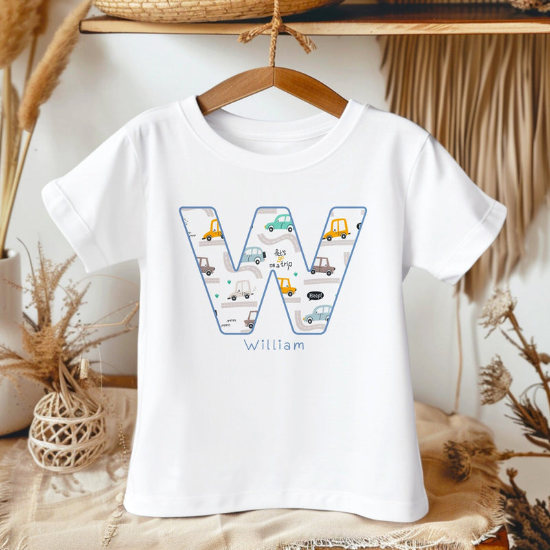 Personalised Name Cars Theme Toddler & Kids T Shirt - Little Lili Store