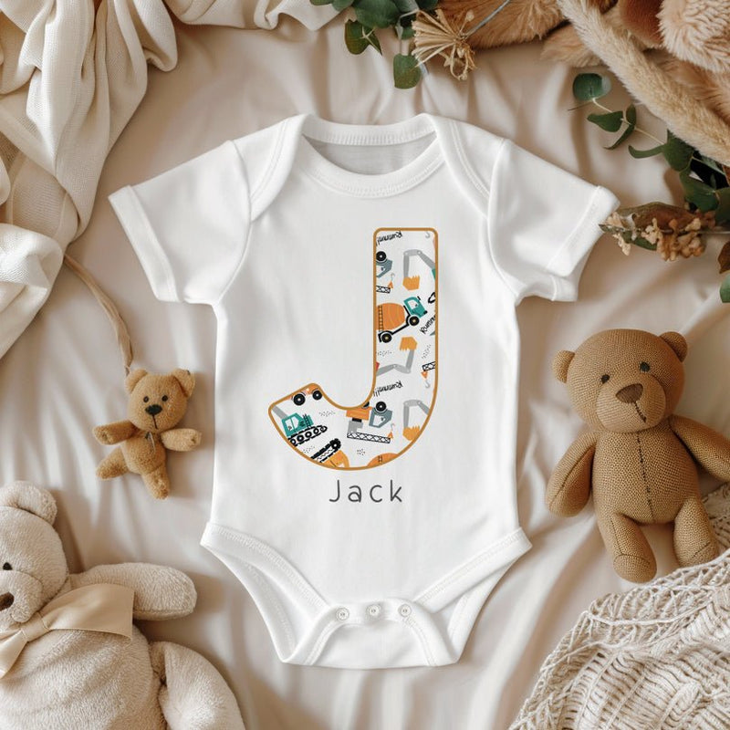 Personalised Name Construction Baby Bodysuit - Little Lili Store