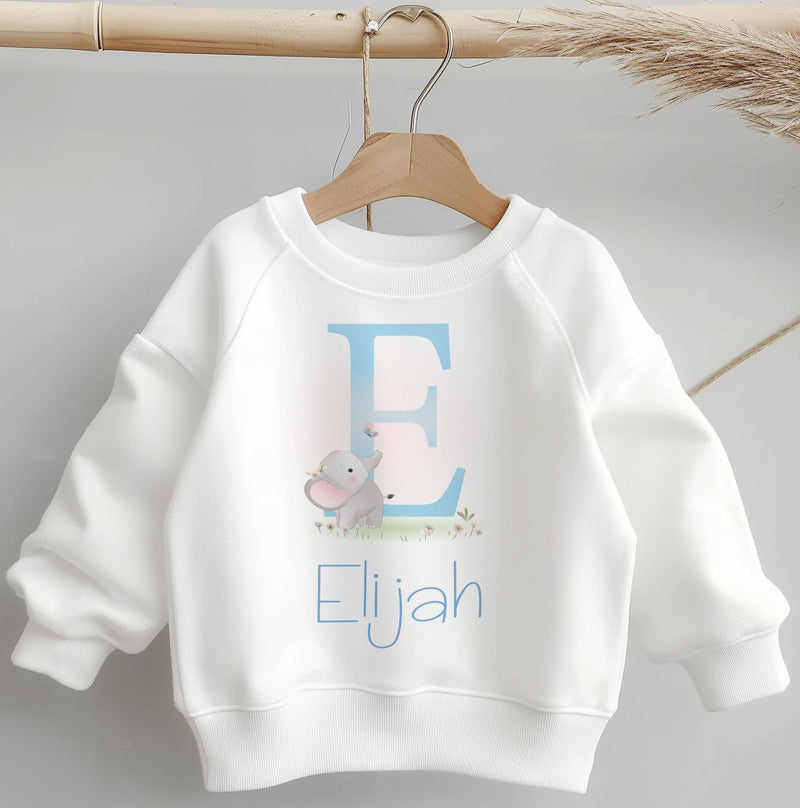 Personalised Name Cute Elephant Toddler & Kids Sweatshirt - Little Lili Store