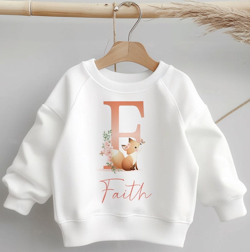 Personalised Name Cute Fox Toddler & Kids Sweatshirt - Little Lili Store